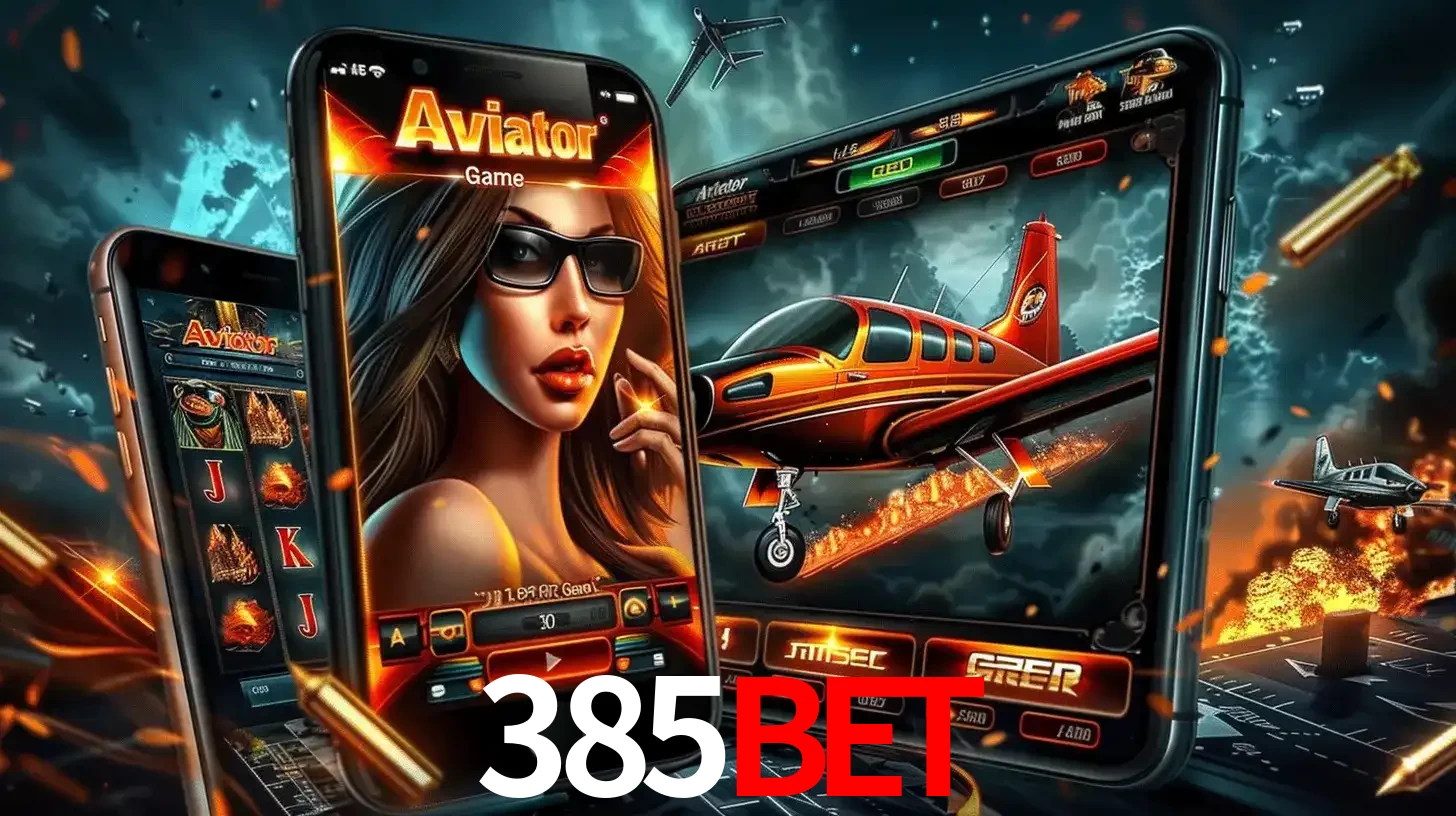 O popular jogo de apostas Aviator exibido em vários celulares e tablets, mostrando a interface emocionante e a ação de voo disponíveis para jogar agora no 385bet.