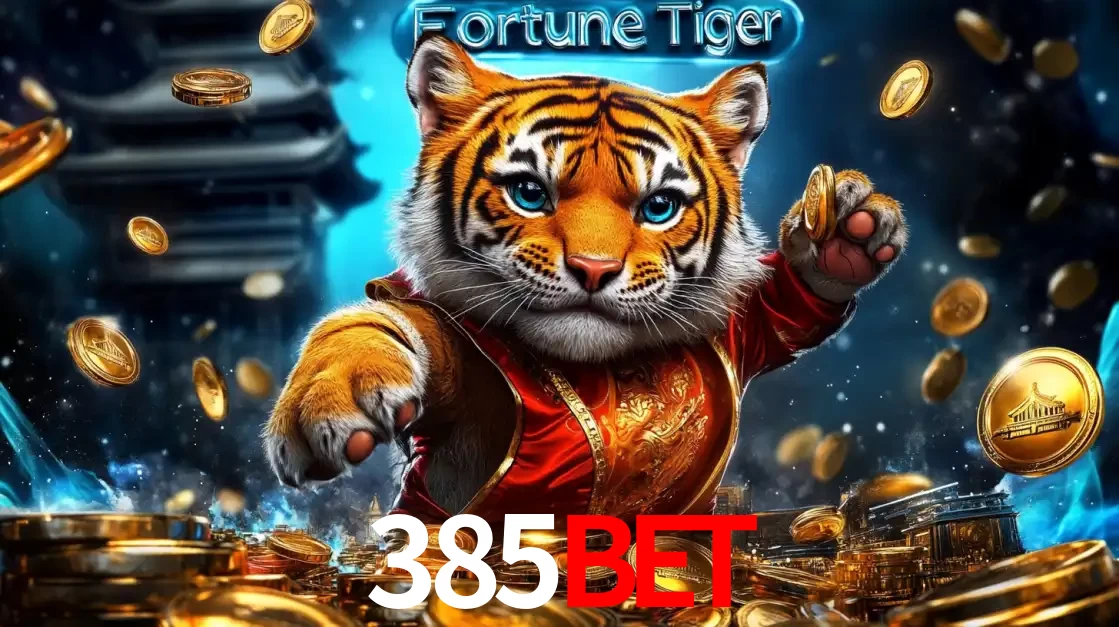 Imagem promocional do jogo de slot Fortune Tiger, com um tigre majestoso em traje tradicional cercado por uma fortuna em moedas de ouro, disponível agora no cassino 385bet.